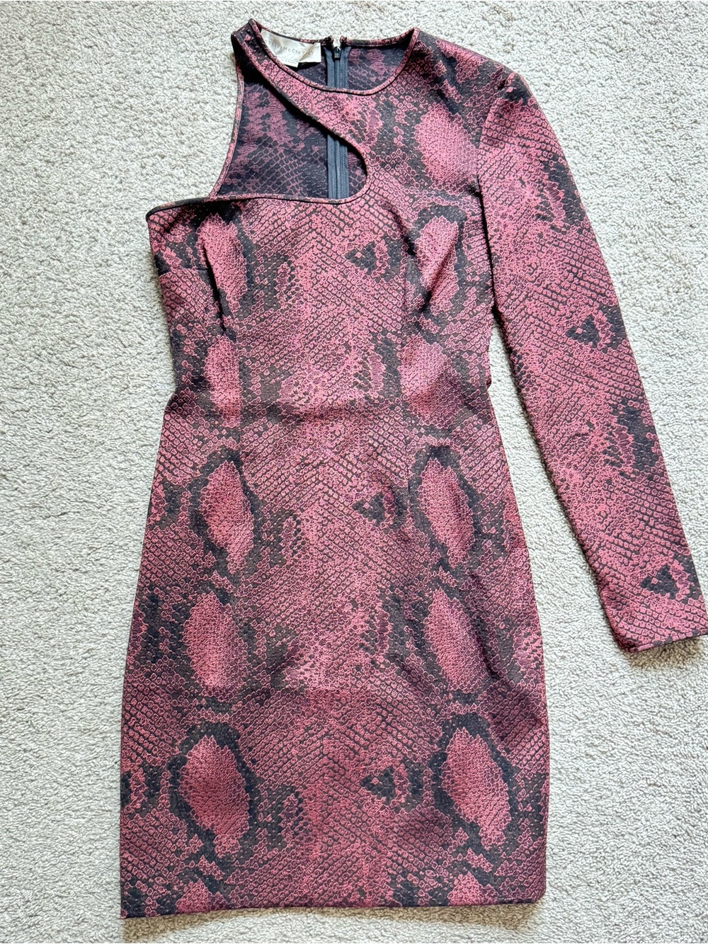 Stella McCartney One-Shoulder Pink Snake-Print Bodycon Dress